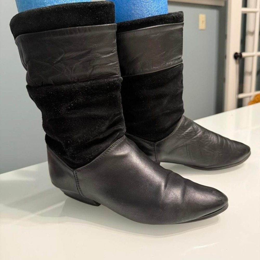 Black Leather & Suede Made in Spain Ankle Boots | Women's 8
